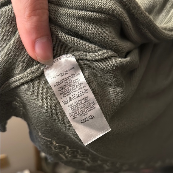 Olive Green Knit 3/4 Sleeve Cardigan - Picture 4 of 4